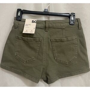Juniors' So High Rise Mini Skort Size 3/26W Green Zipper Button 2 Pocket Stretch